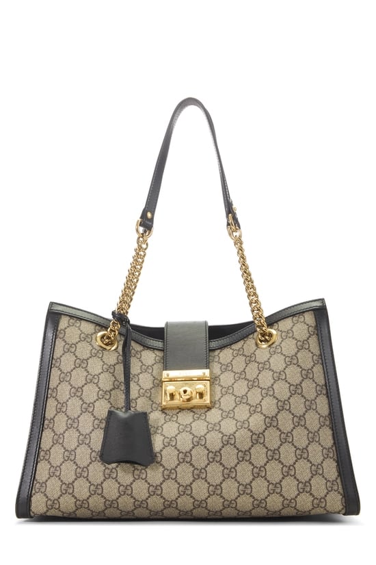 Black GG Supreme Canvas Padlock Shoulder Bag Medium