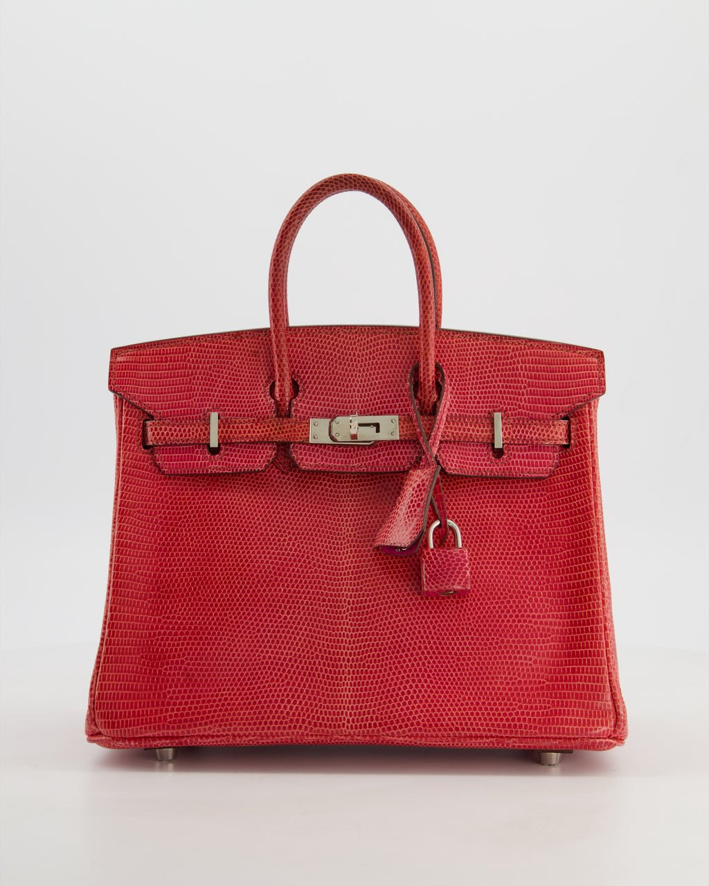 Hermes *HOT* Hermès Birkin 25 Verso Retourne Bag in Bougainvillea Lizard Niloticus Leather, Rose Shocking Interior with Palladium Hardware