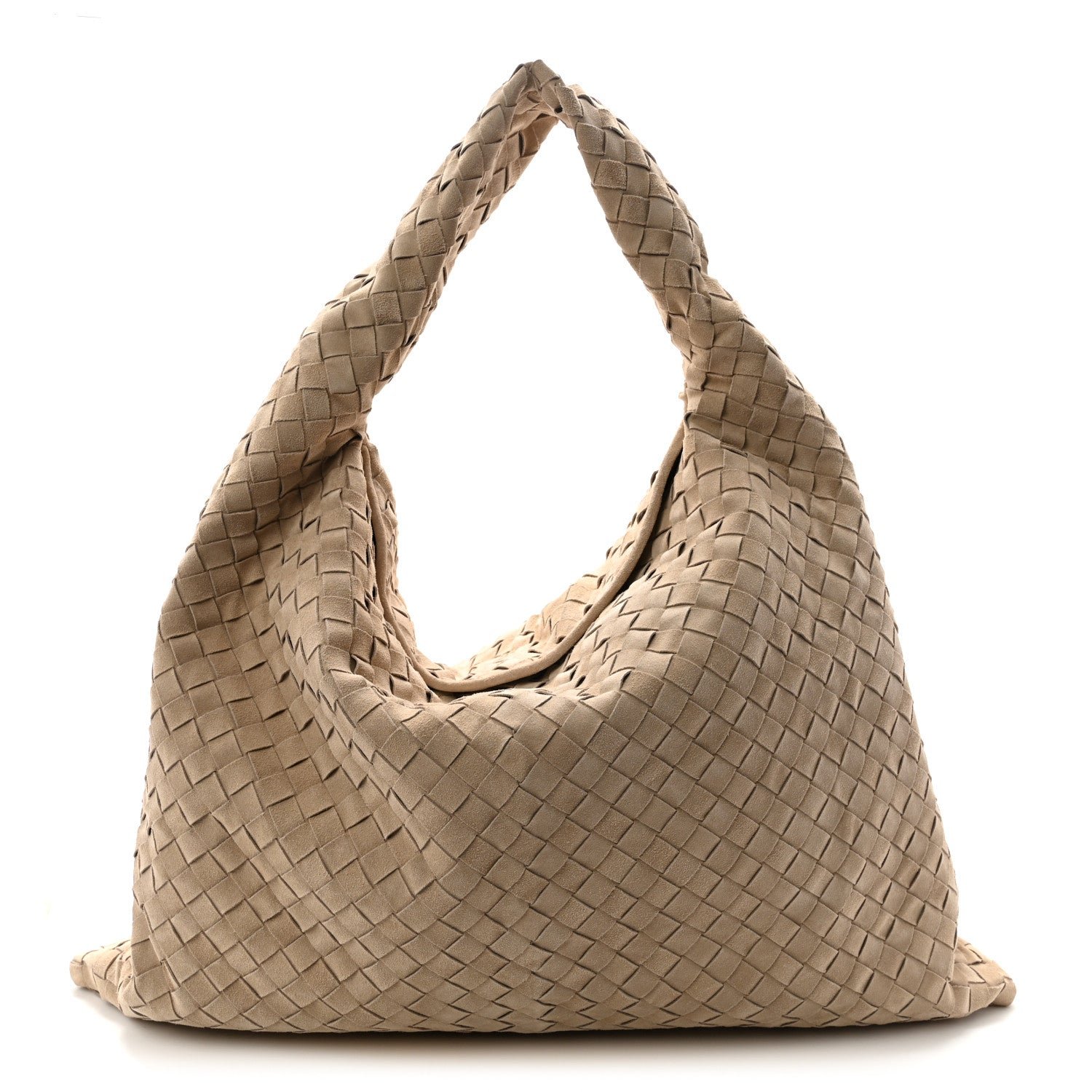 Bottega Veneta Suede Intrecciato Large Hop Mastice