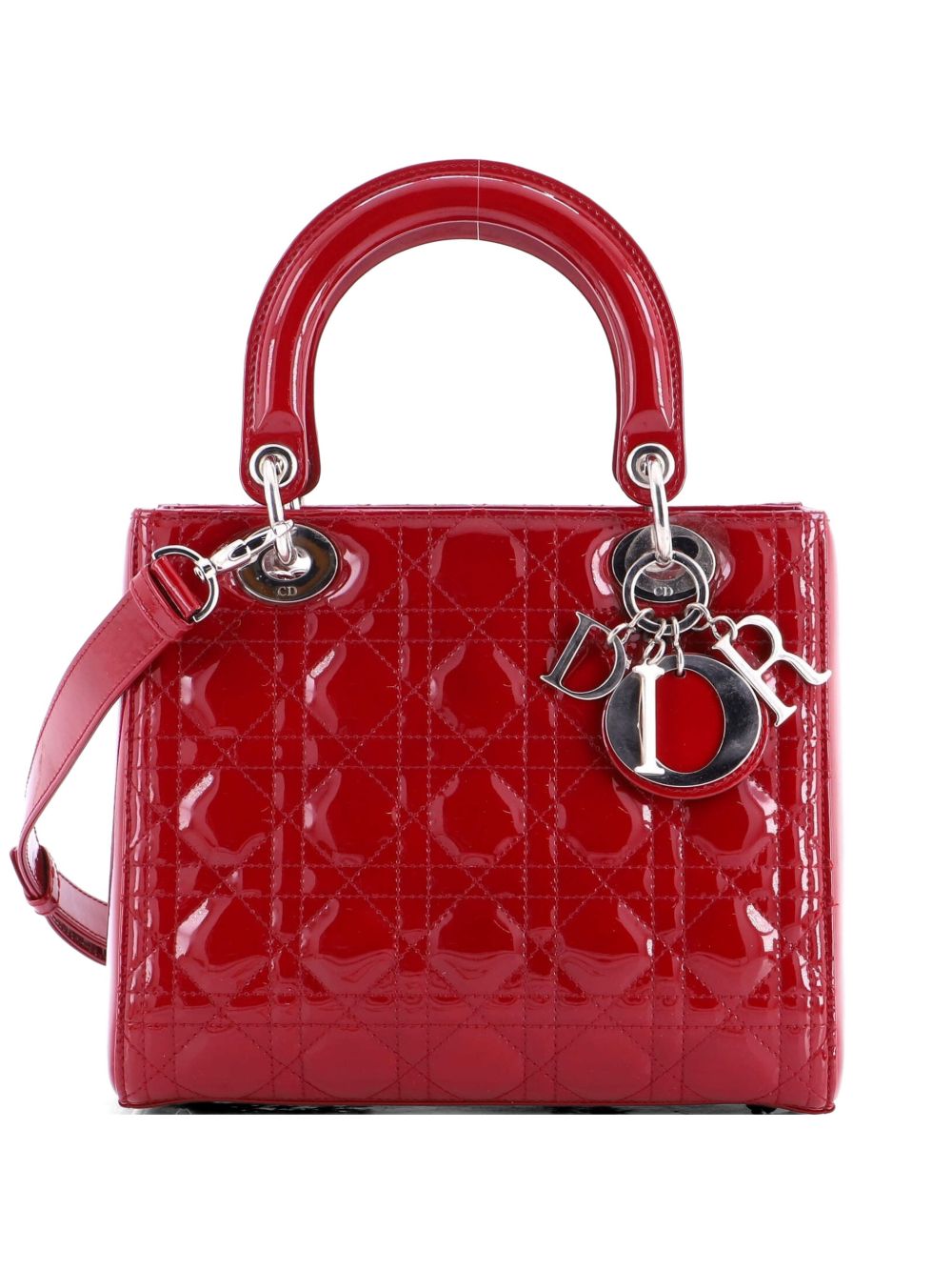 Lady Dior Bag Cannage Quilt Patent Medium satchel