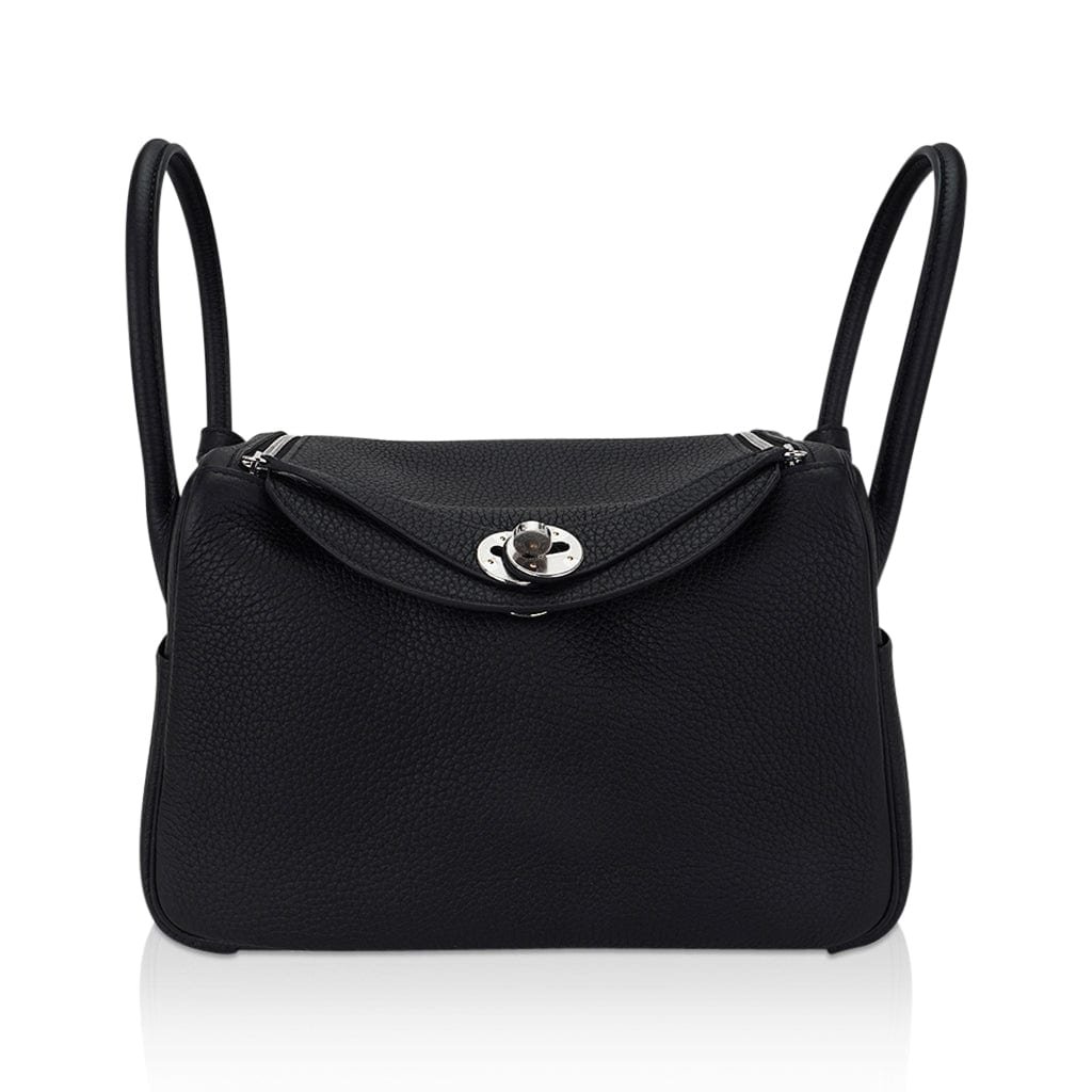 Hermes Hermes Lindy 26 Bag Black Clemence Leather with Palladium Hardware