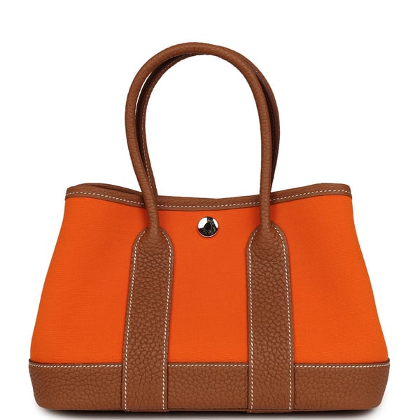 Hermes Garden Party Neo 23 Feu Toile Officier, Gold Negonda Palladium Hardware