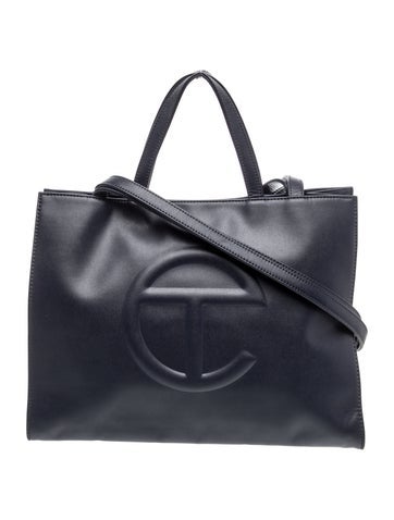 Vegan Leather Medium Navy Shopping Bag Medium