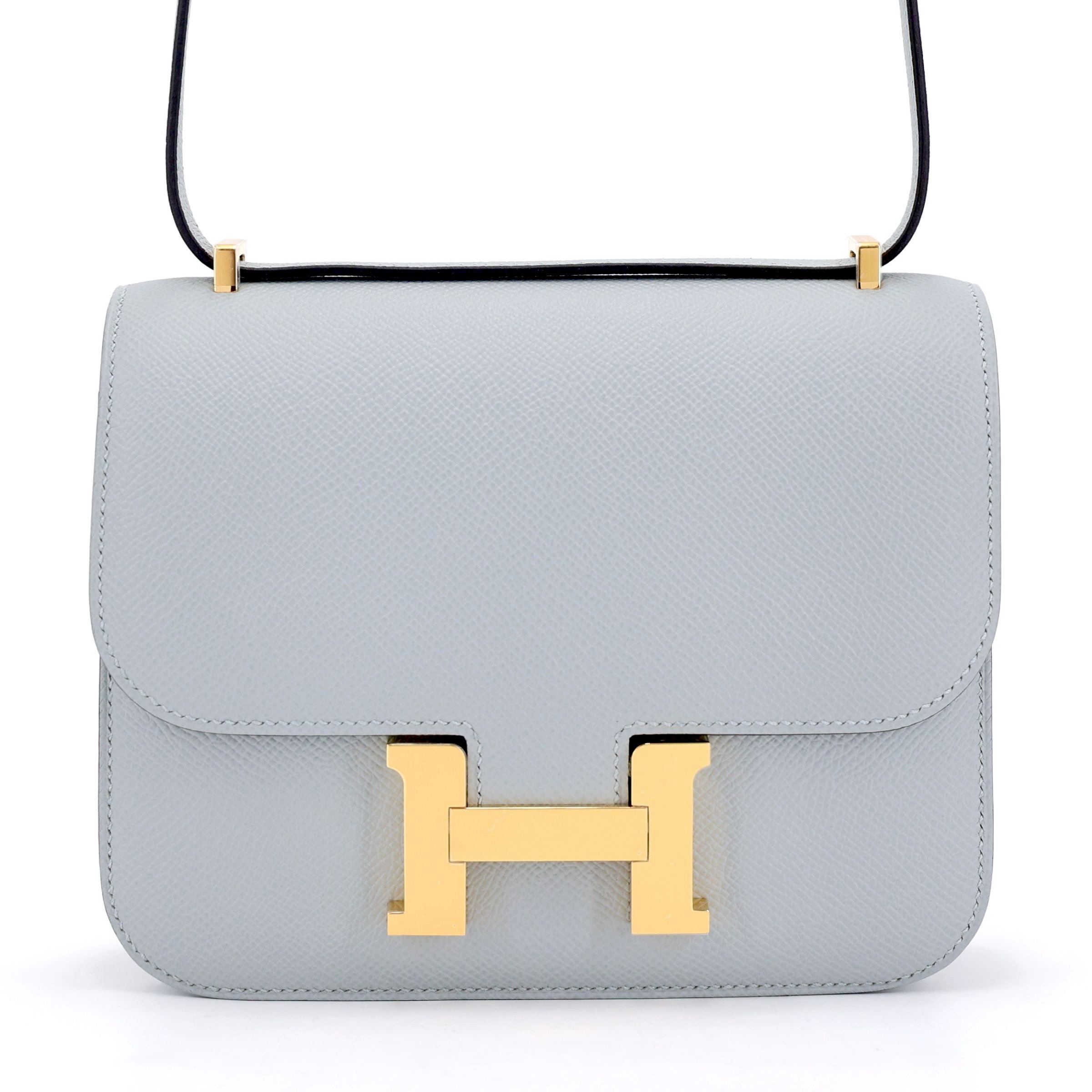 Hermes Brand New ( Rank N ) HERMÈS Constance Mini Bleu Glacier (8U) Epsom Gold hardware K (2025)