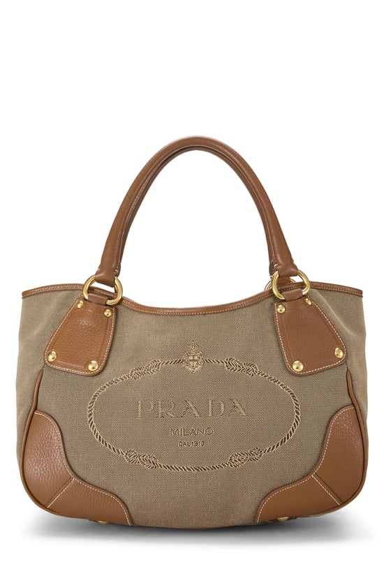 Beige Logo Canvas Tote