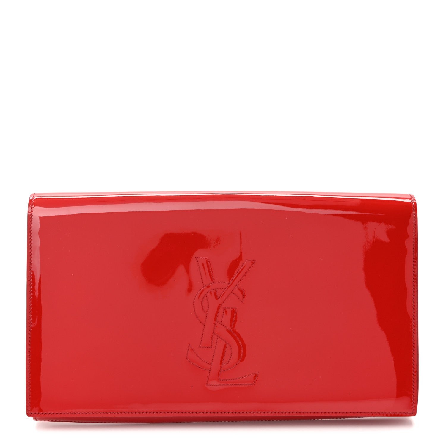 Saint Laurent Patent Monogram Large Belle De Jour Clutch Red