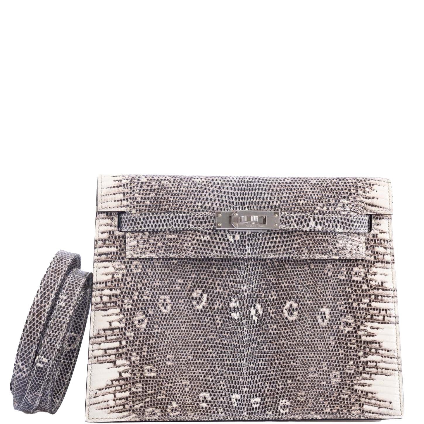 Hermes Hermès Kelly Danse II Ombré Salvator Lizard with Palladium Hardware