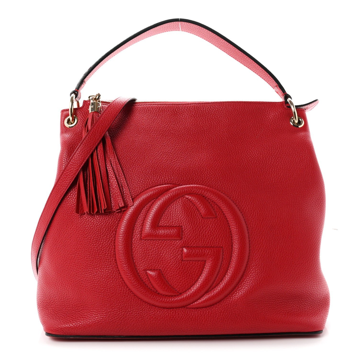 Gucci Pebbled Calfskin Large Soho Hobo Tabasco Red