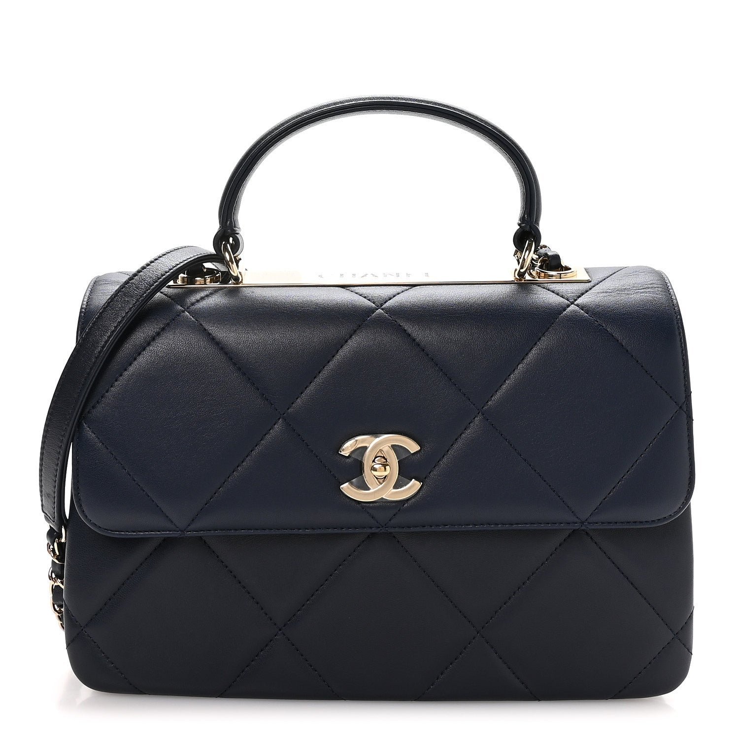 Chanel Lambskin Quilted Medium Trendy CC Flap Dual Handle Bag Blue