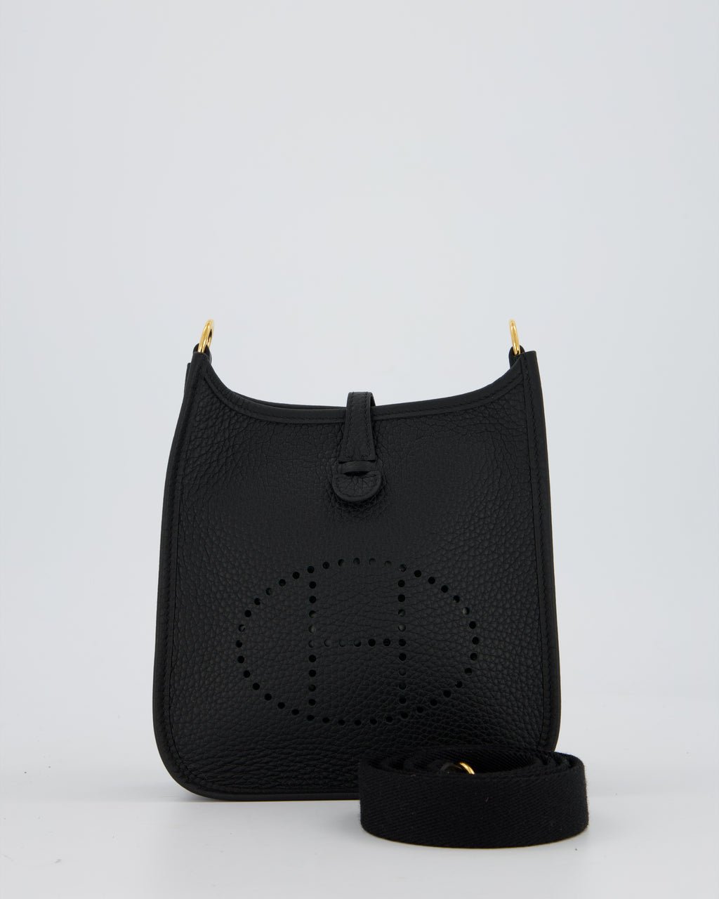 Hermès Mini Evelyne Bag in Black Clemence Leather with Gold Hardware