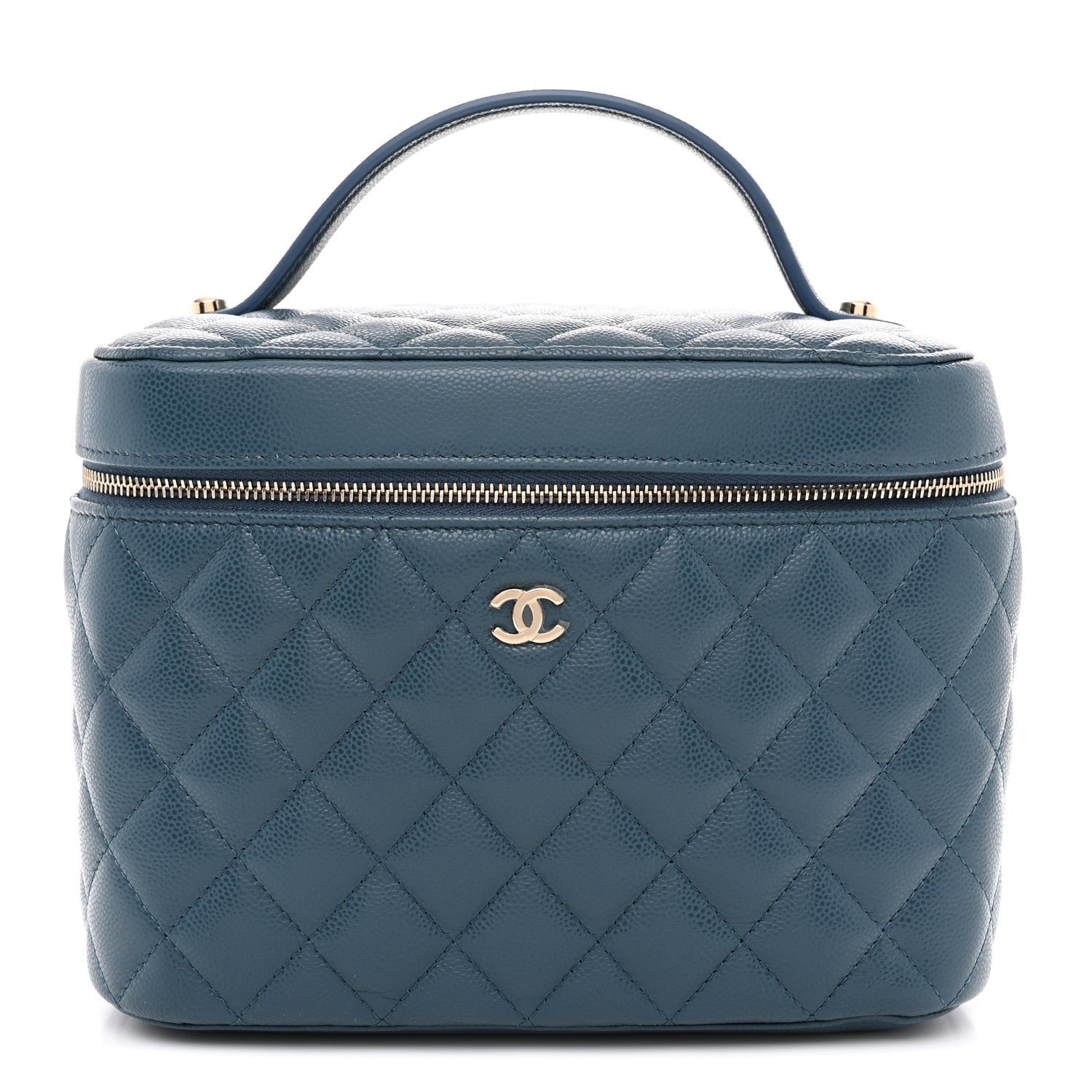 Chanel Caviar Quilted Large Vanity Pouch Blue