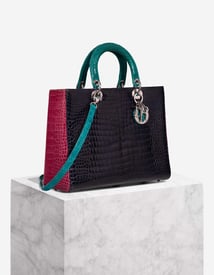 Dior 
		Lady Large Crocodile Pink / Purple / Turquoise    