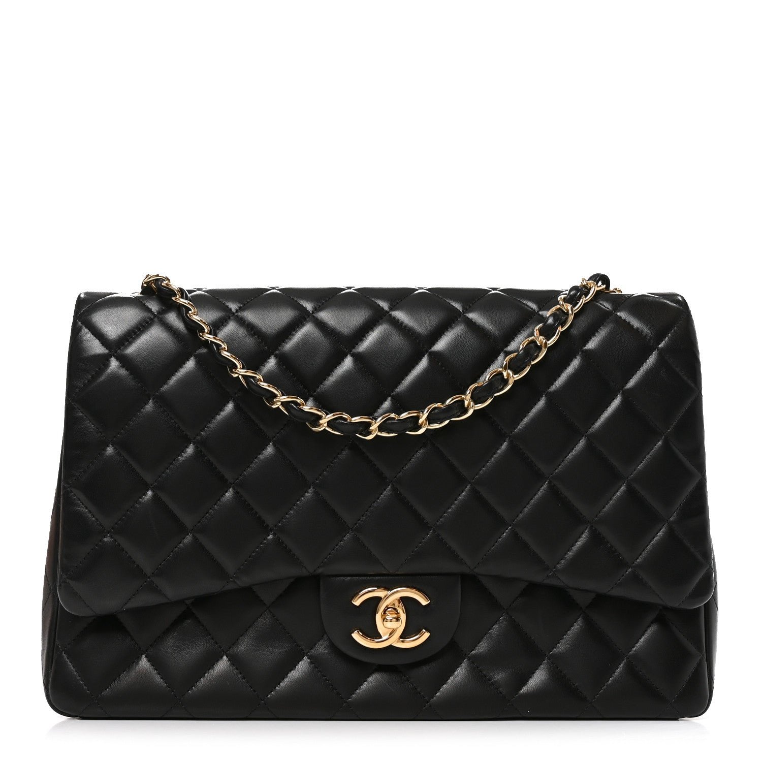 Chanel Lambskin Quilted Maxi Double Flap Black