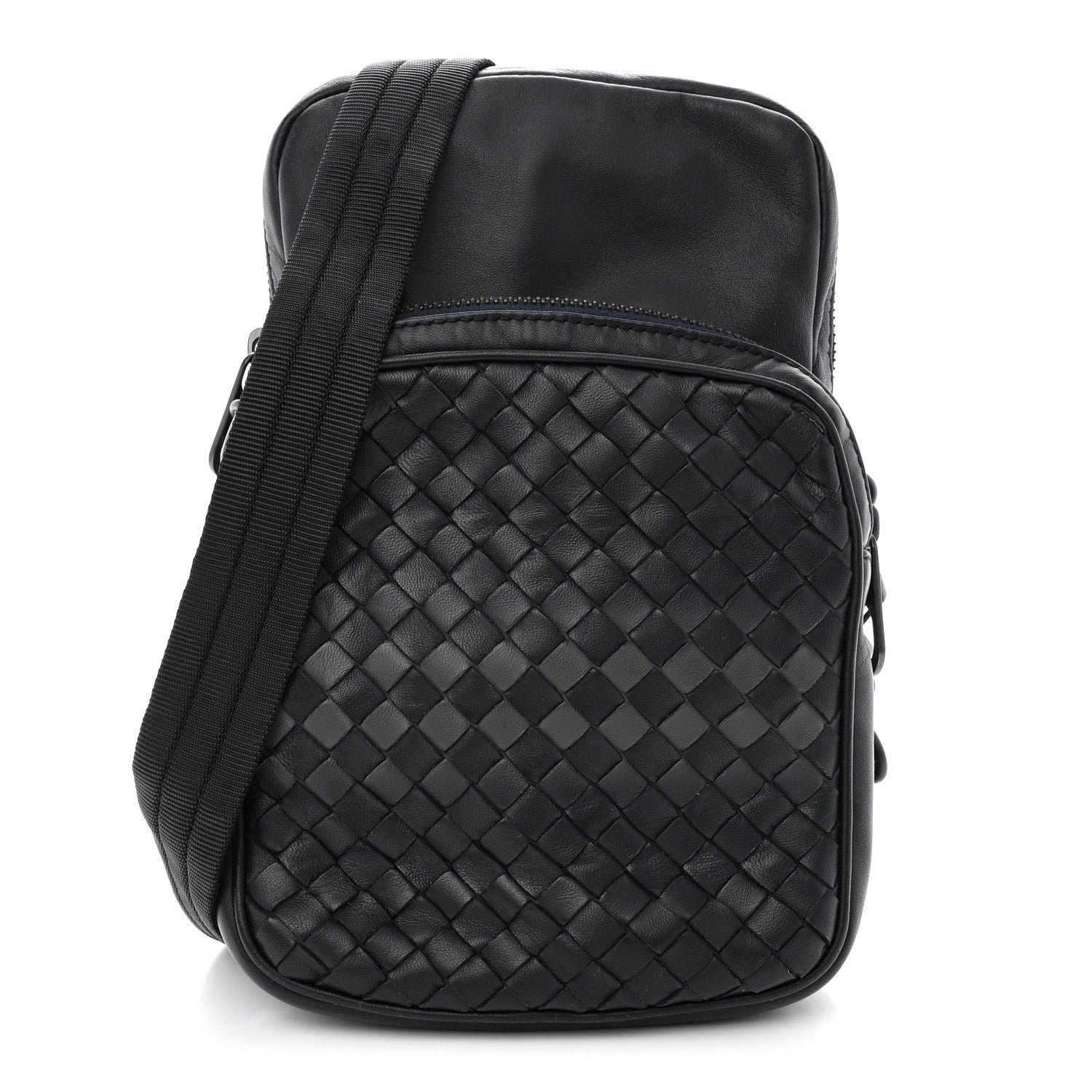 Bottega Veneta Nappa Intrecciato Crossbody Pouch Navy Black