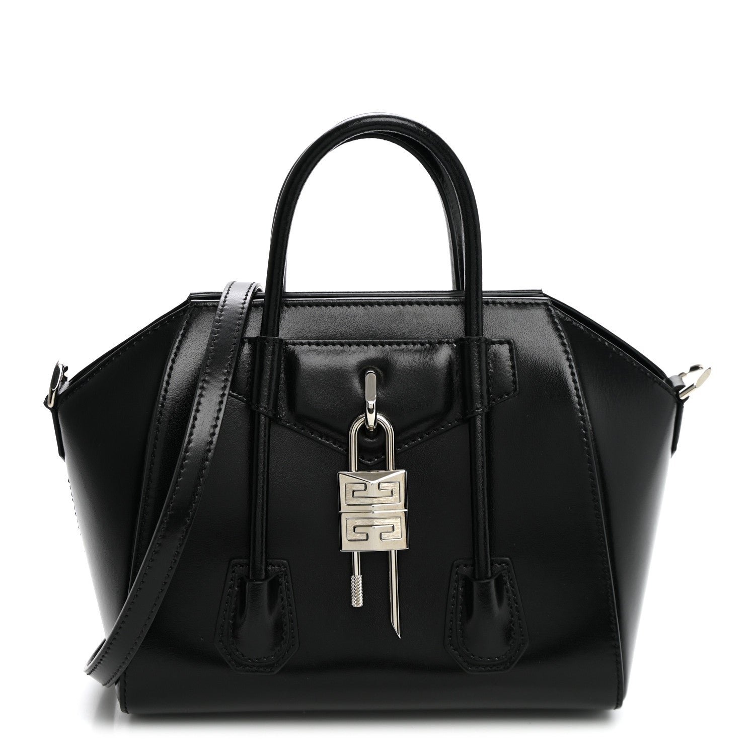 Givenchy Box Calfskin Mini Lock Antigona Shoulder Bag Black