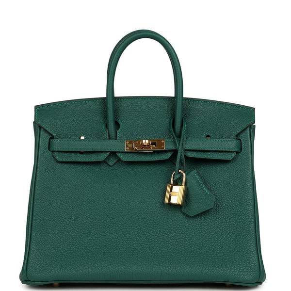 Hermes Pre-owned Hermes Birkin 25 Malachite Togo Gold Hardware
