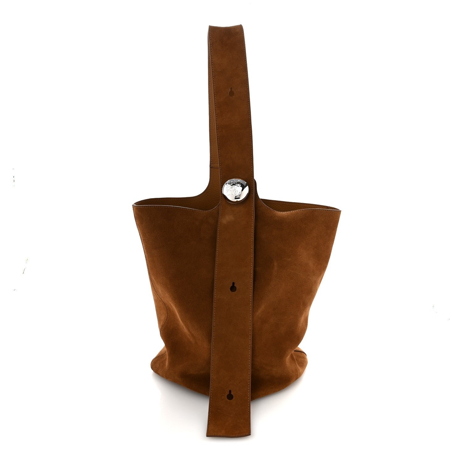 Loewe Suede Calfskin Medium Pebble Bucket Bag Tobacco