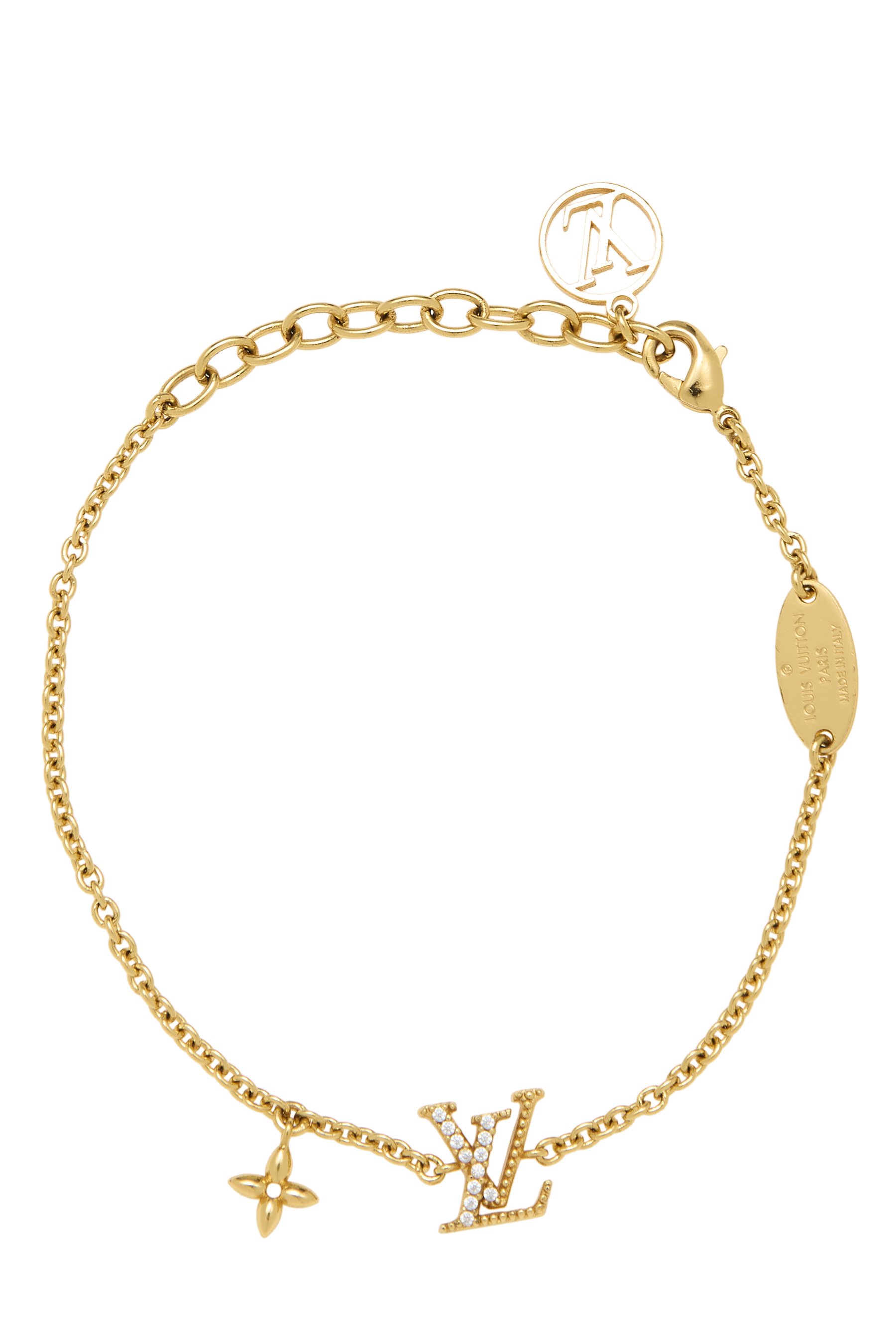 Gold Crystal 'LV' Iconic Bracelet
