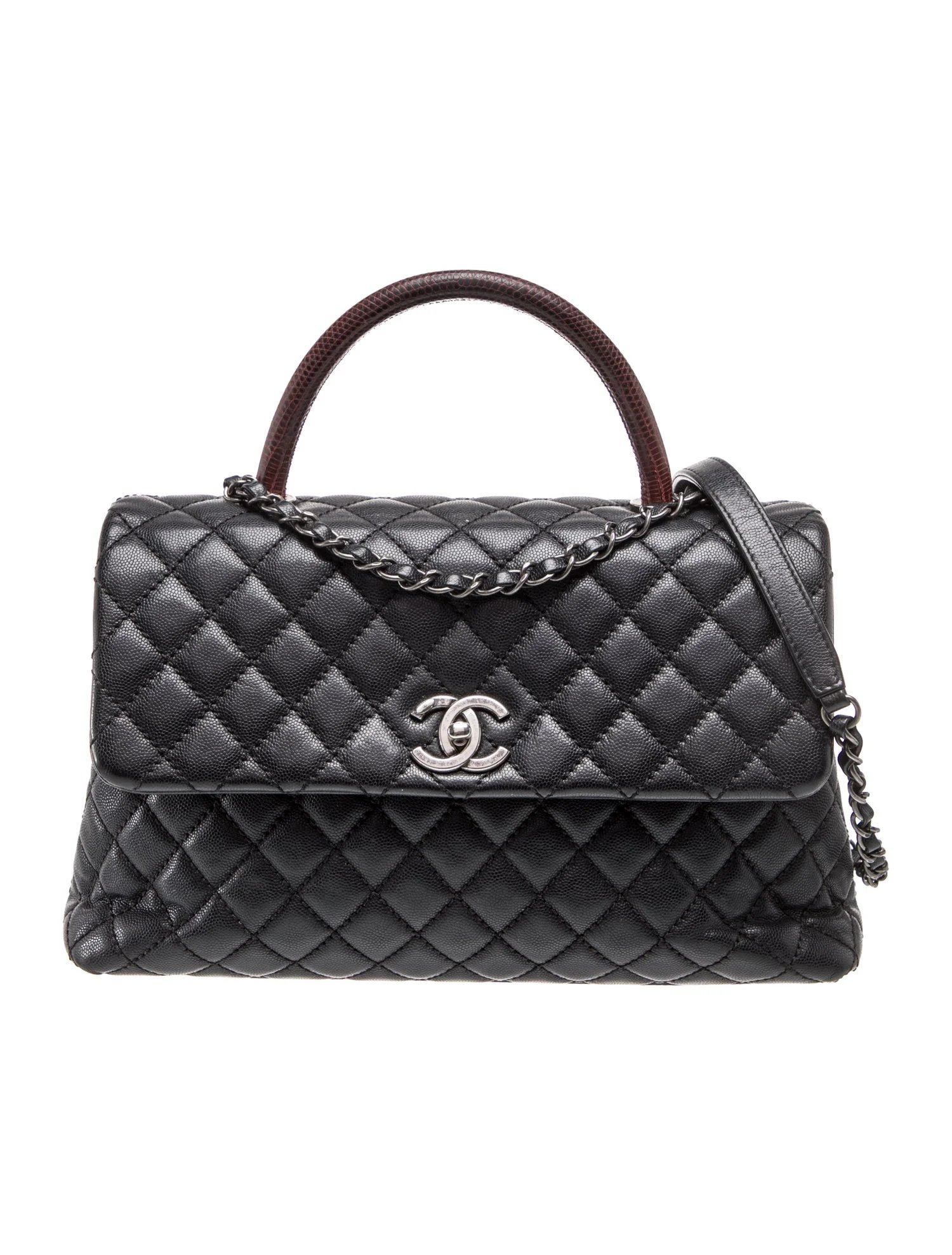 Medium Lizard-Trimmed Coco Handle Bag