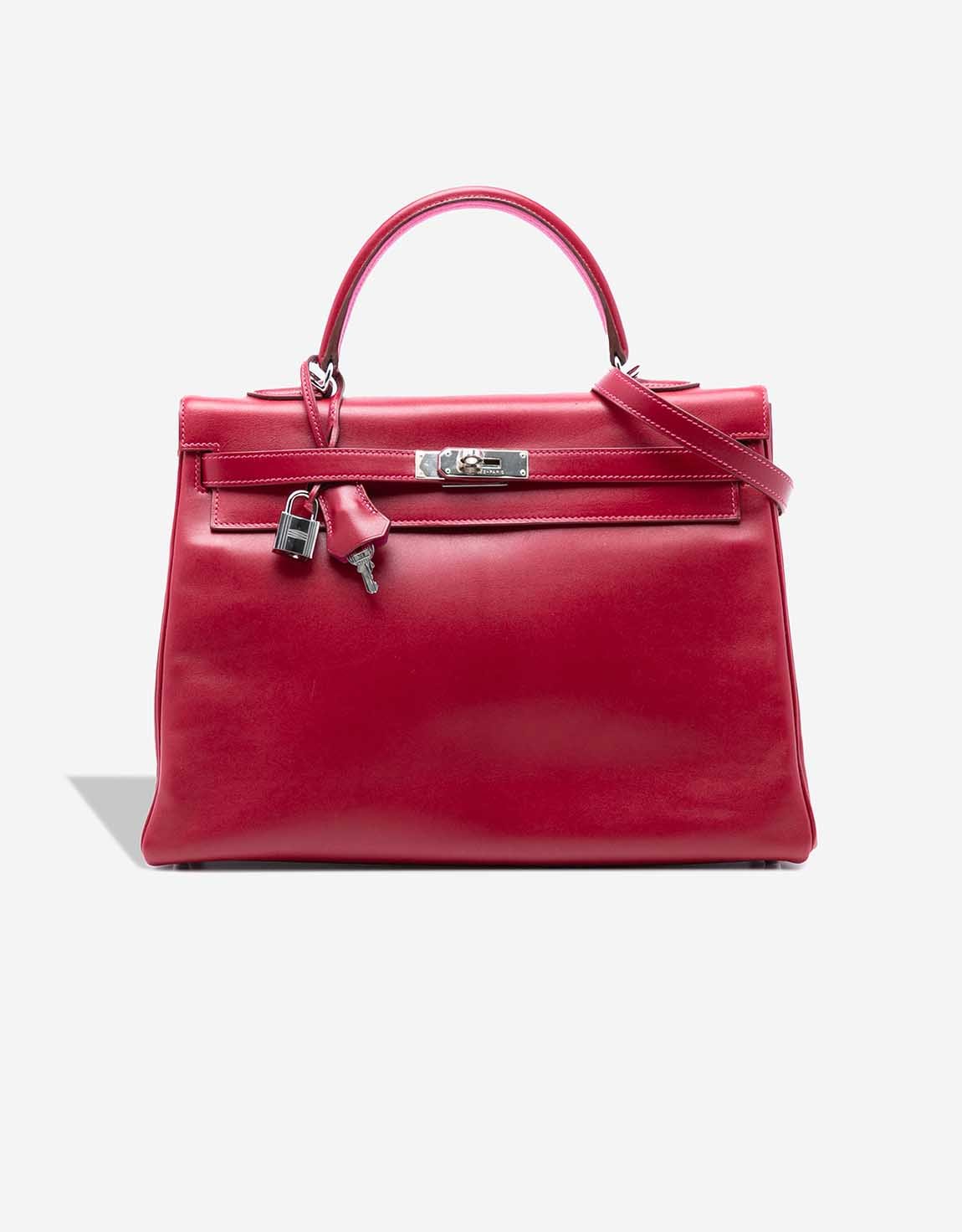 Hermes 
		Kelly 35 Box Rubis / Rose Tyrien    