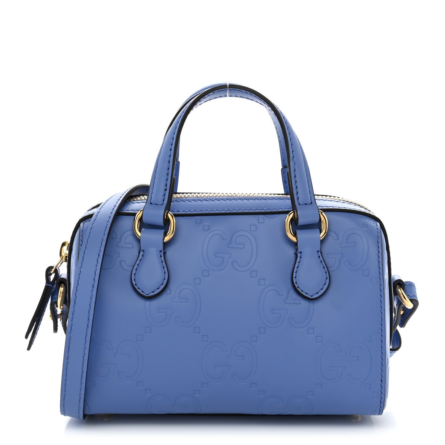 Gucci Gilbert Calfskin Jumbo GG Embossed Super Mini Top Handle Bowler Bag Bloom Lavender