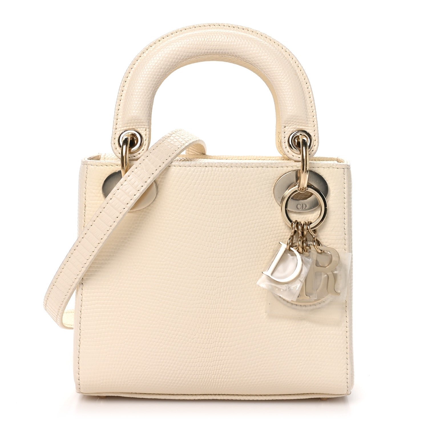 Christian Dior Lizard Mini Lady Dior Latte