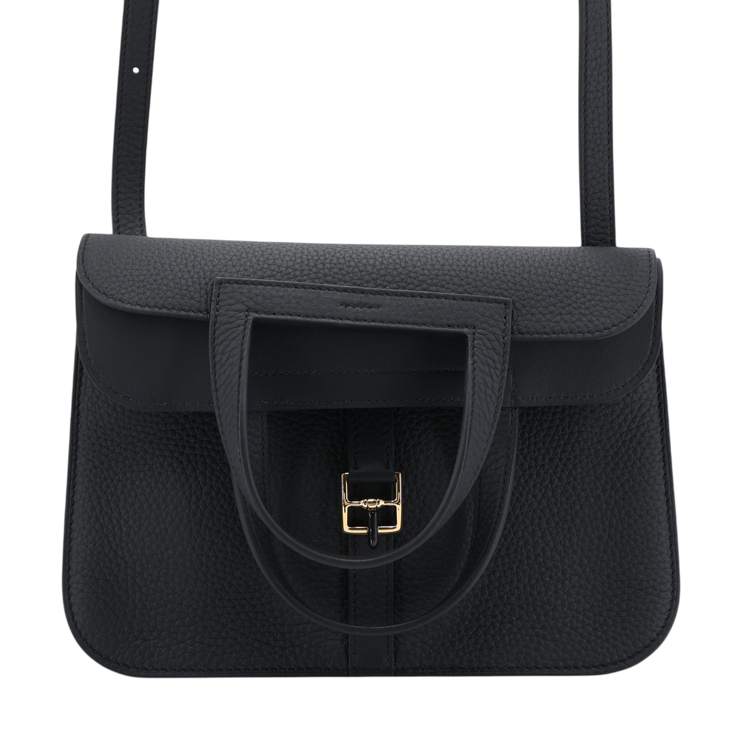 Hermes Brand New ( Rank N ) HERMÈS Halzan 25 Noir (89) Clemence Gold hardware K (2025)