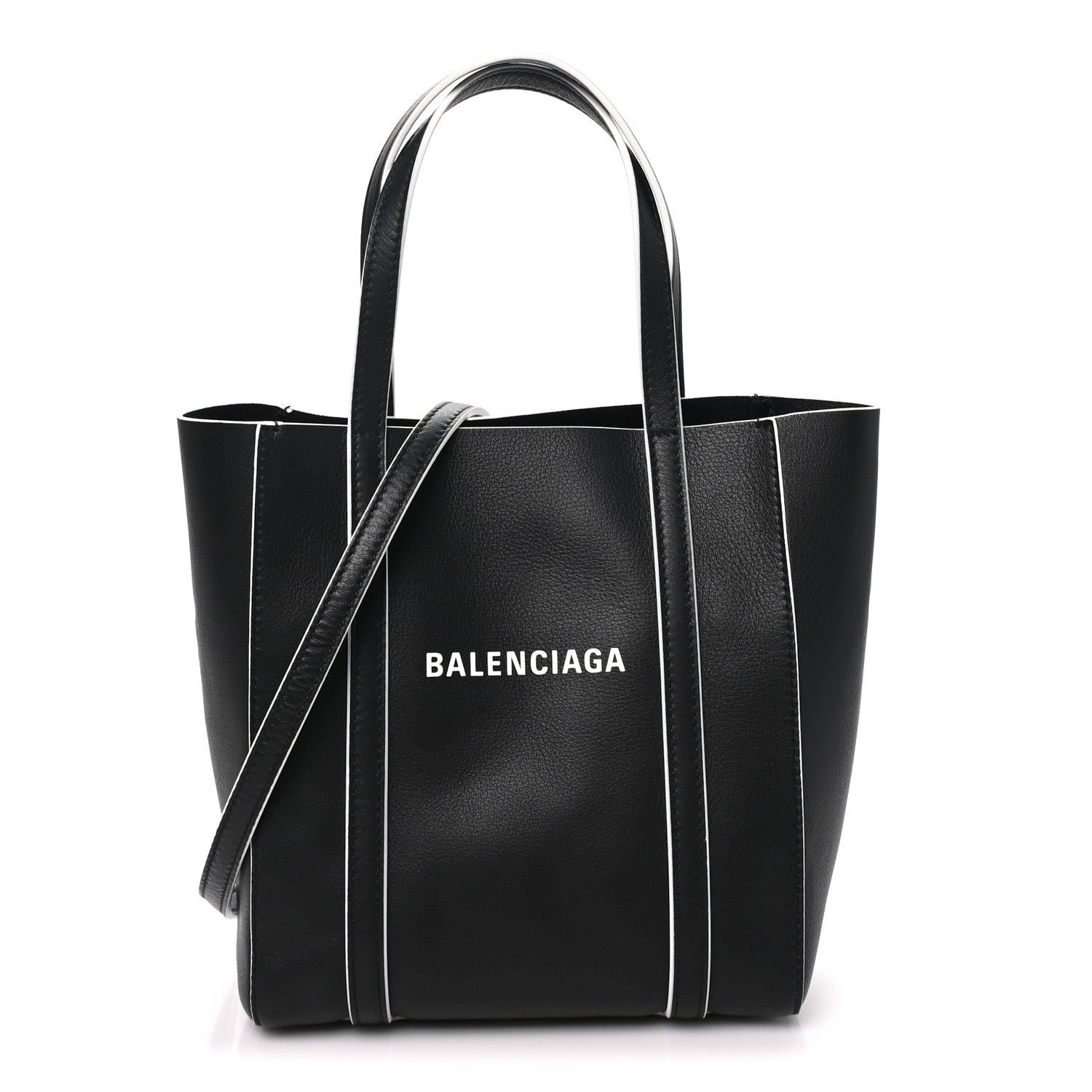 Balenciaga Smooth Calfskin Logo Double Sided XXS Everyday Tote Black White