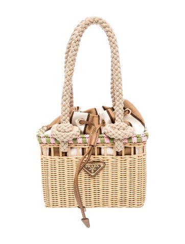 Enameled Metal Triangle Rattan Top Handle Bag Mini 2025