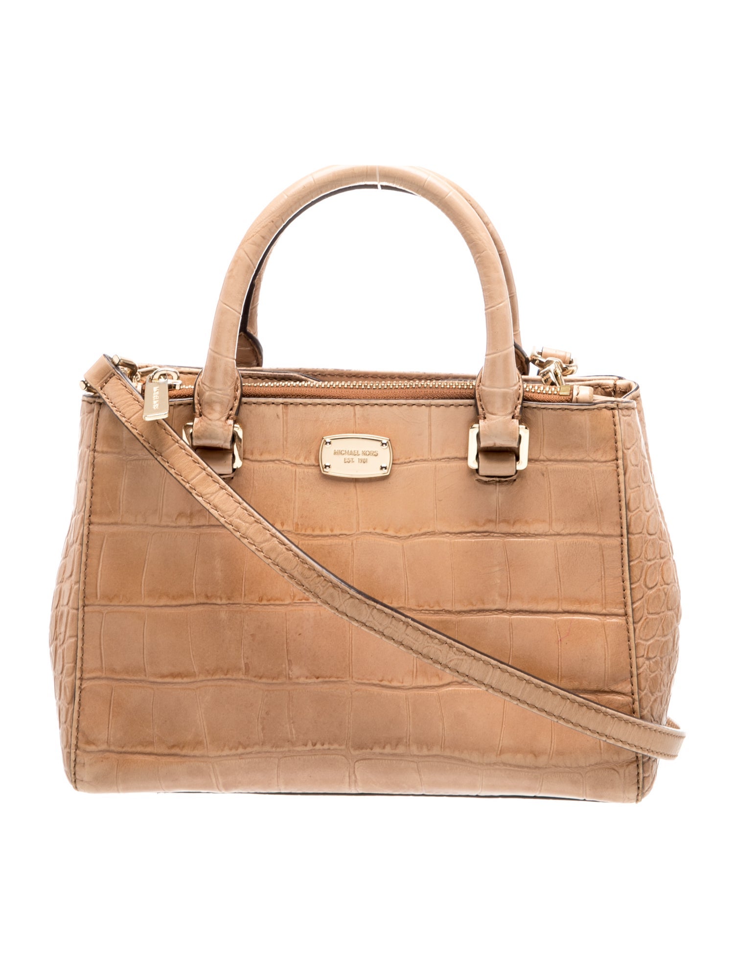 Embossed Leather Top Handle Bag