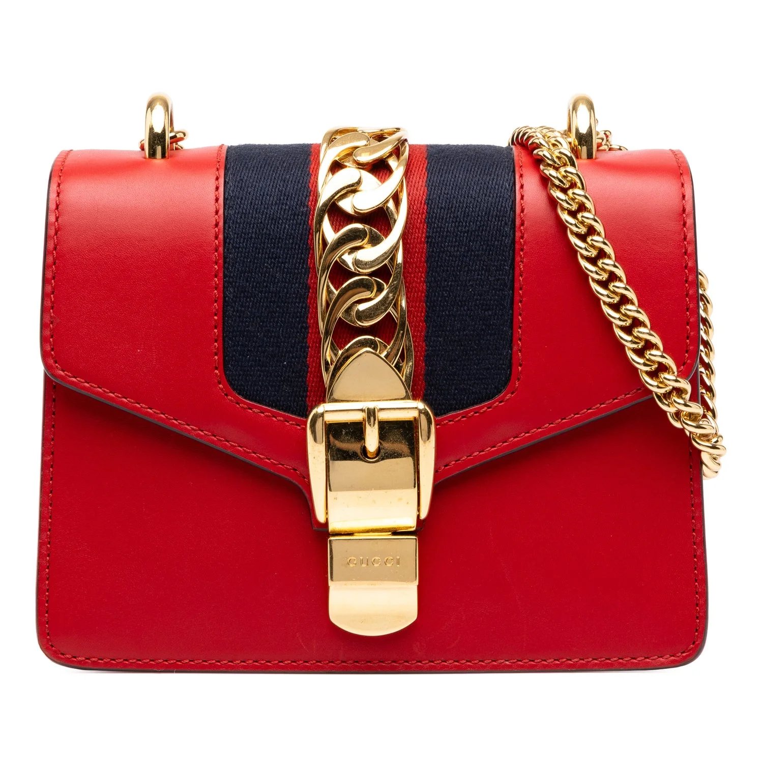 Calf Mini Calfskin Web Sylvie Chain Satchel
