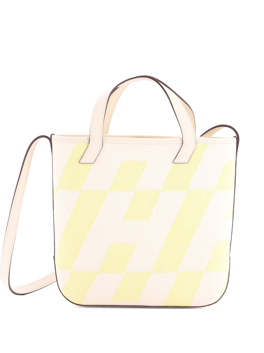 Cabas H en Biais Tote Canvas with Leather 27 shoulder bag