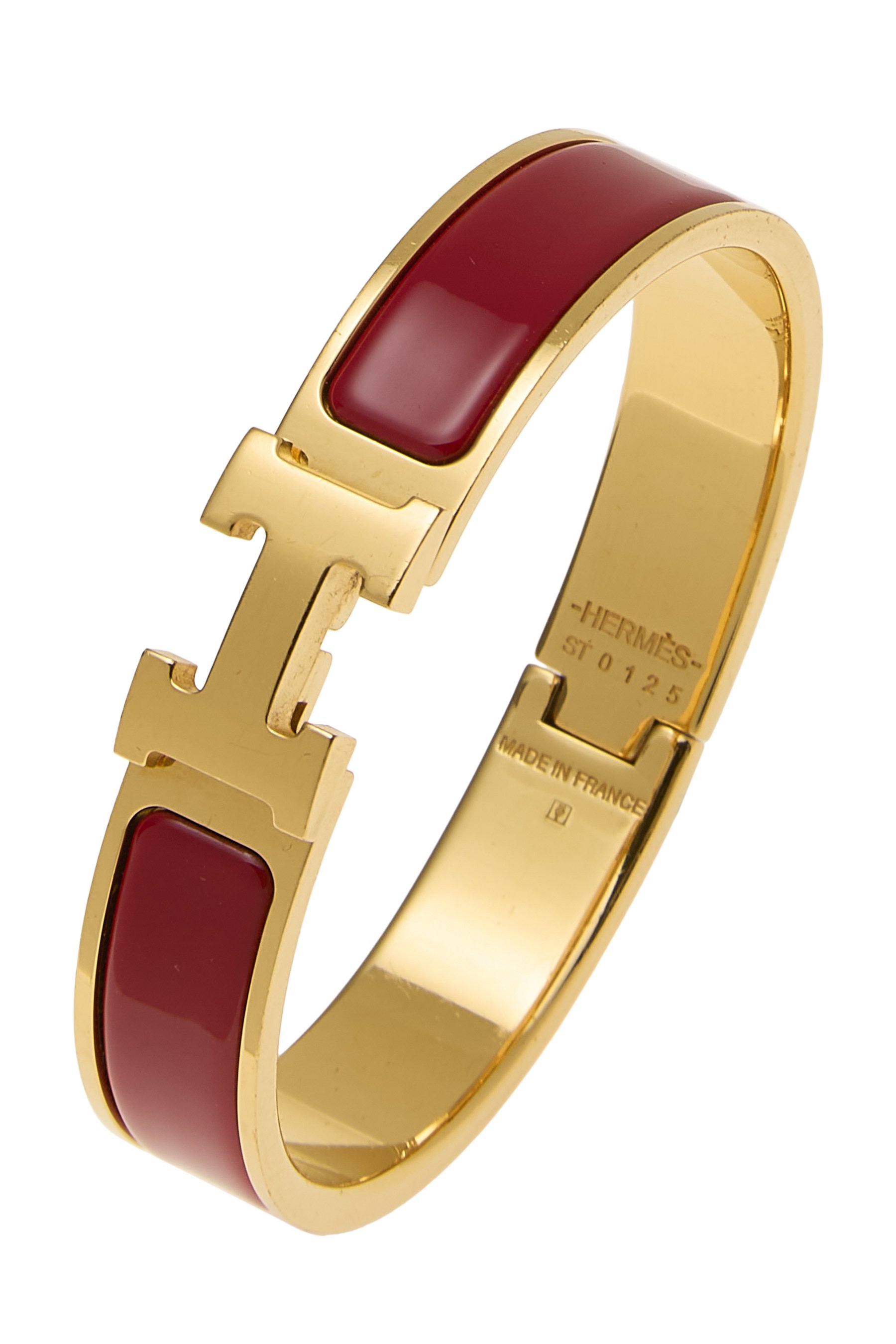 Hermes Red Enamel Clic-Clac 'H' Bracelet Narrow