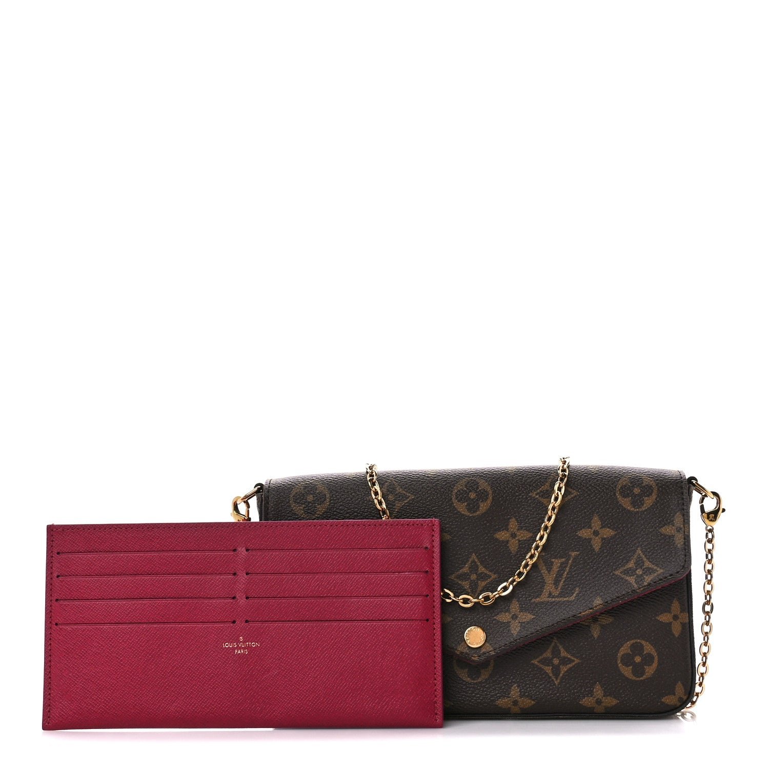 Louis Vuitton Monogram Pochette Felicie Chain Wallet Fuchsia