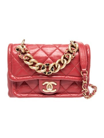 Chain Leather Link Flap Bag