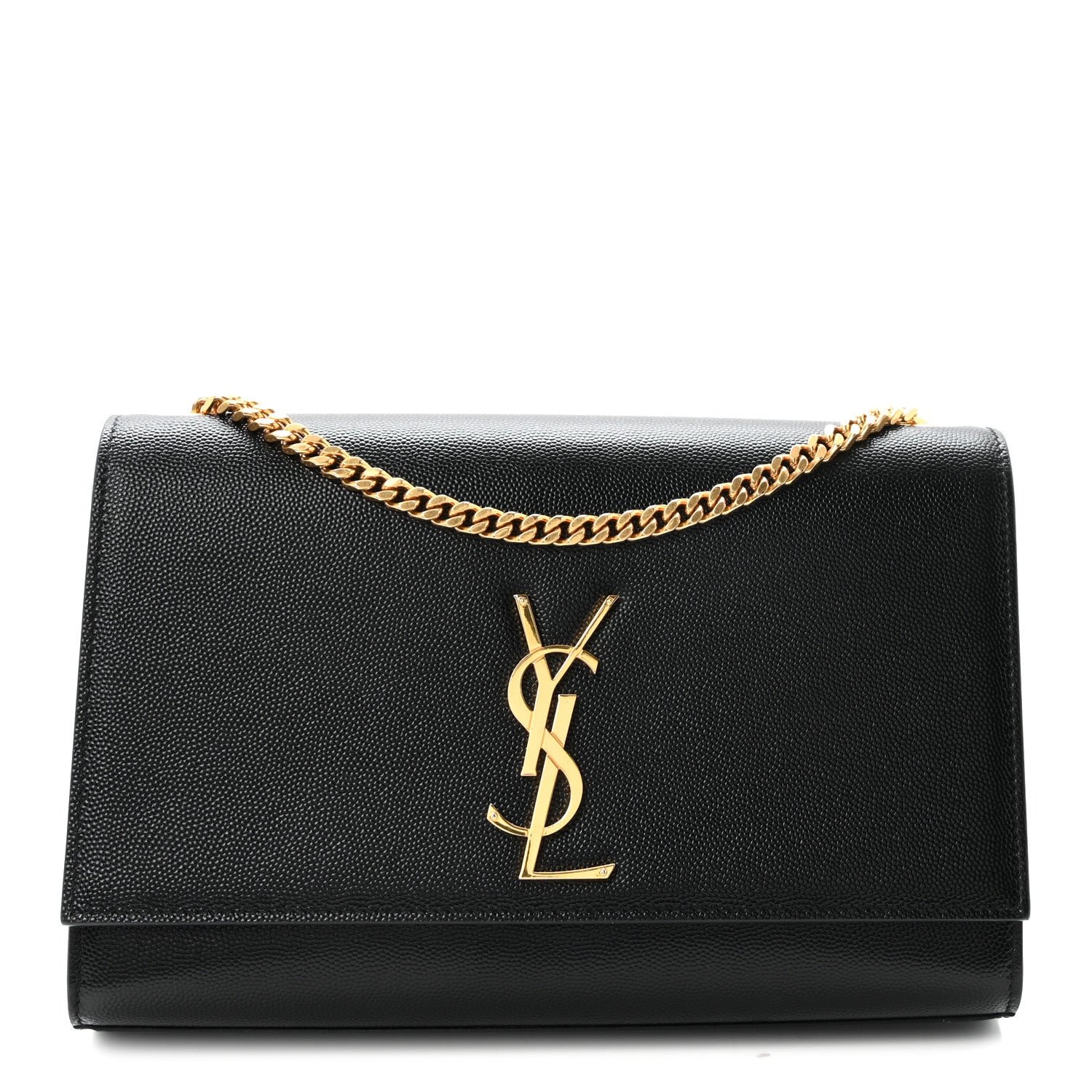 Saint Laurent Grain De Poudre Medium Classic Monogram Kate Satchel Black