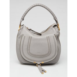 Chloe Chloe Grey Pebbled Leather Medium Marcie Hobo Bag