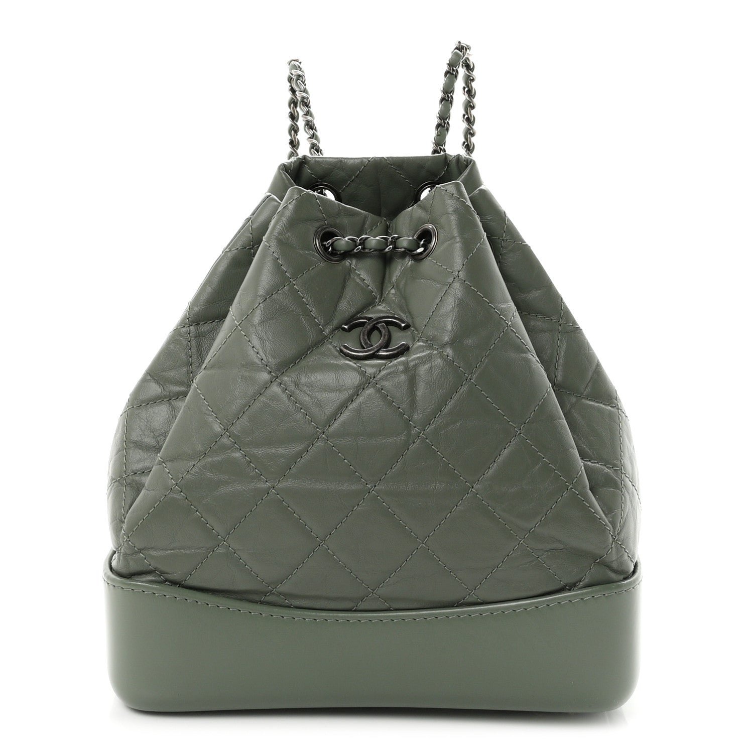 Chanel Aged Calfskin Quilted Small Gabrielle Backpack Green