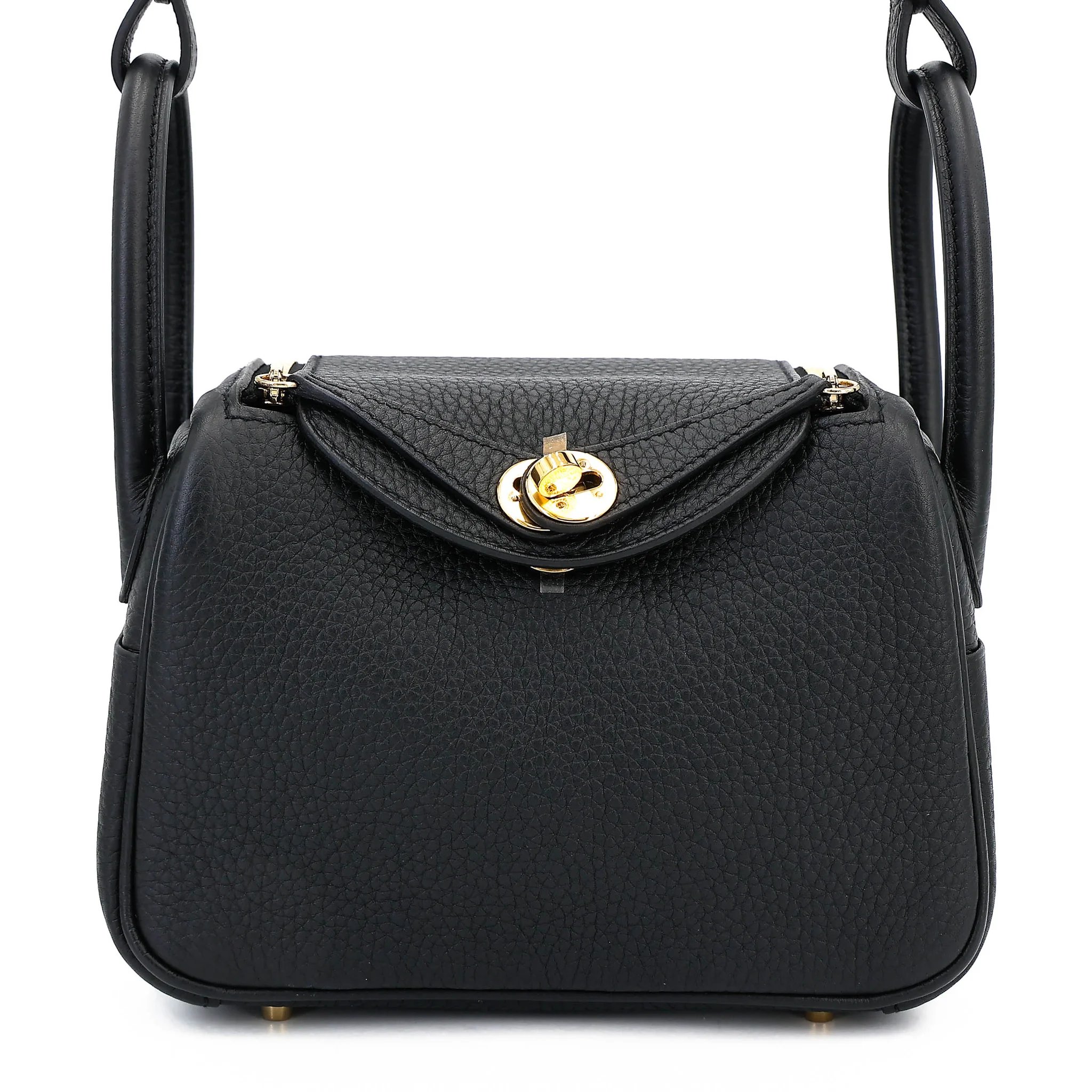 Excellent ( Rank SA ) HERMÈS Mini Lindy II Noir (89) Clemence Gold hardware W (2024)