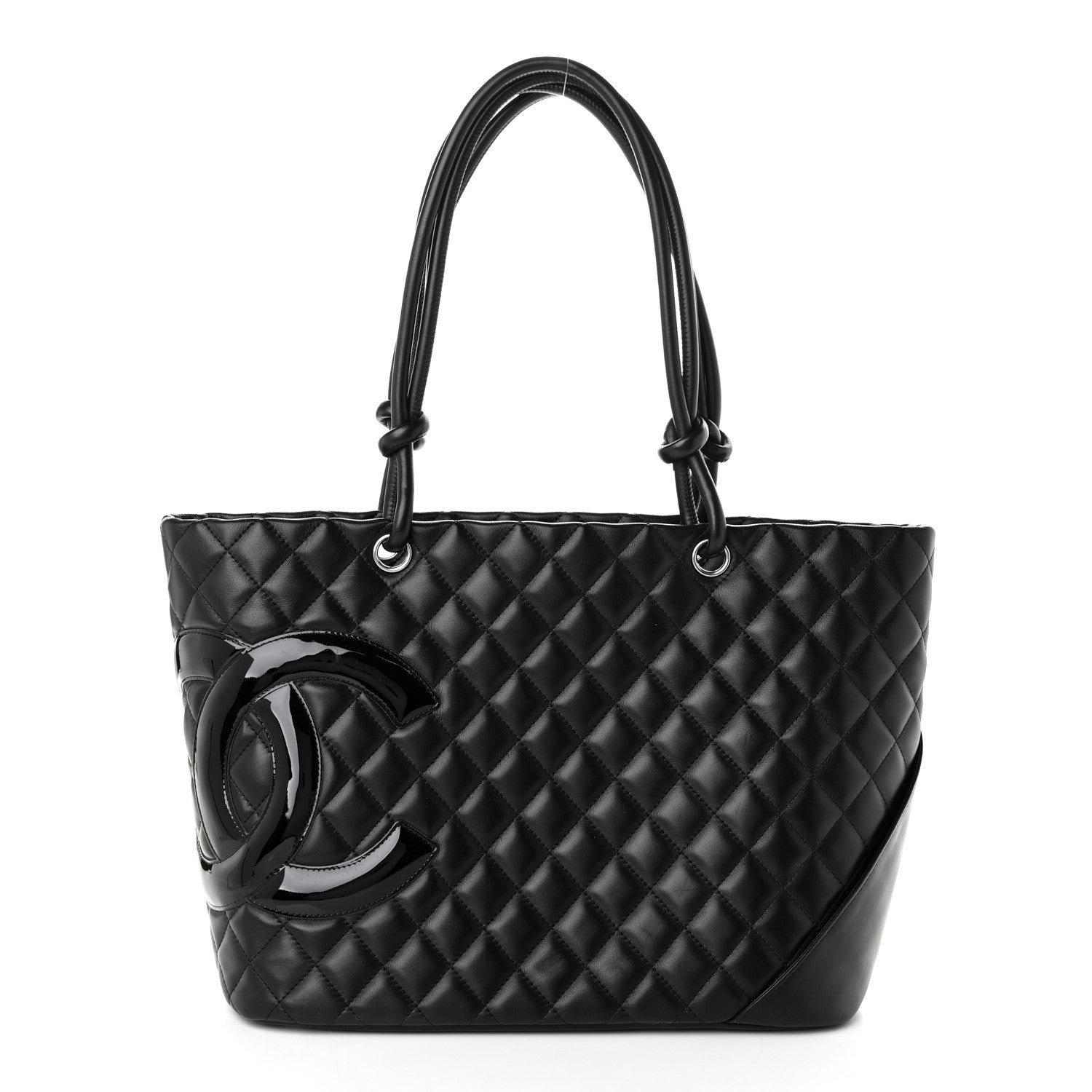 Calfskin Quilted Large Cambon Tote Black