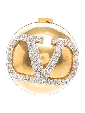 Valentino Metal V Logo Metal Minaudière