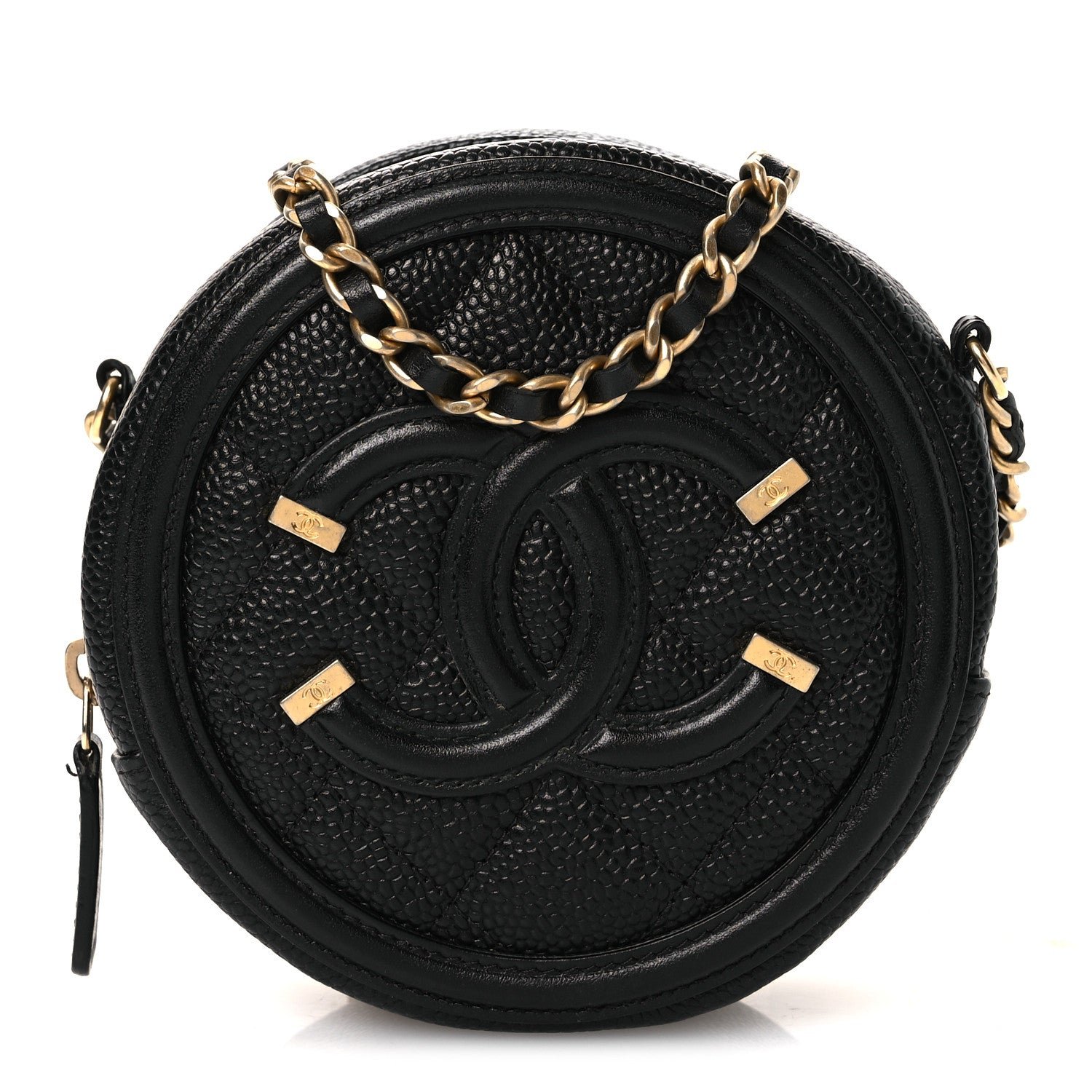 Chanel Caviar Quilted Round Filigree Crossbody Black