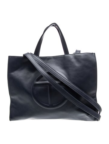 Vegan Leather Navy Shopping Bag Medium