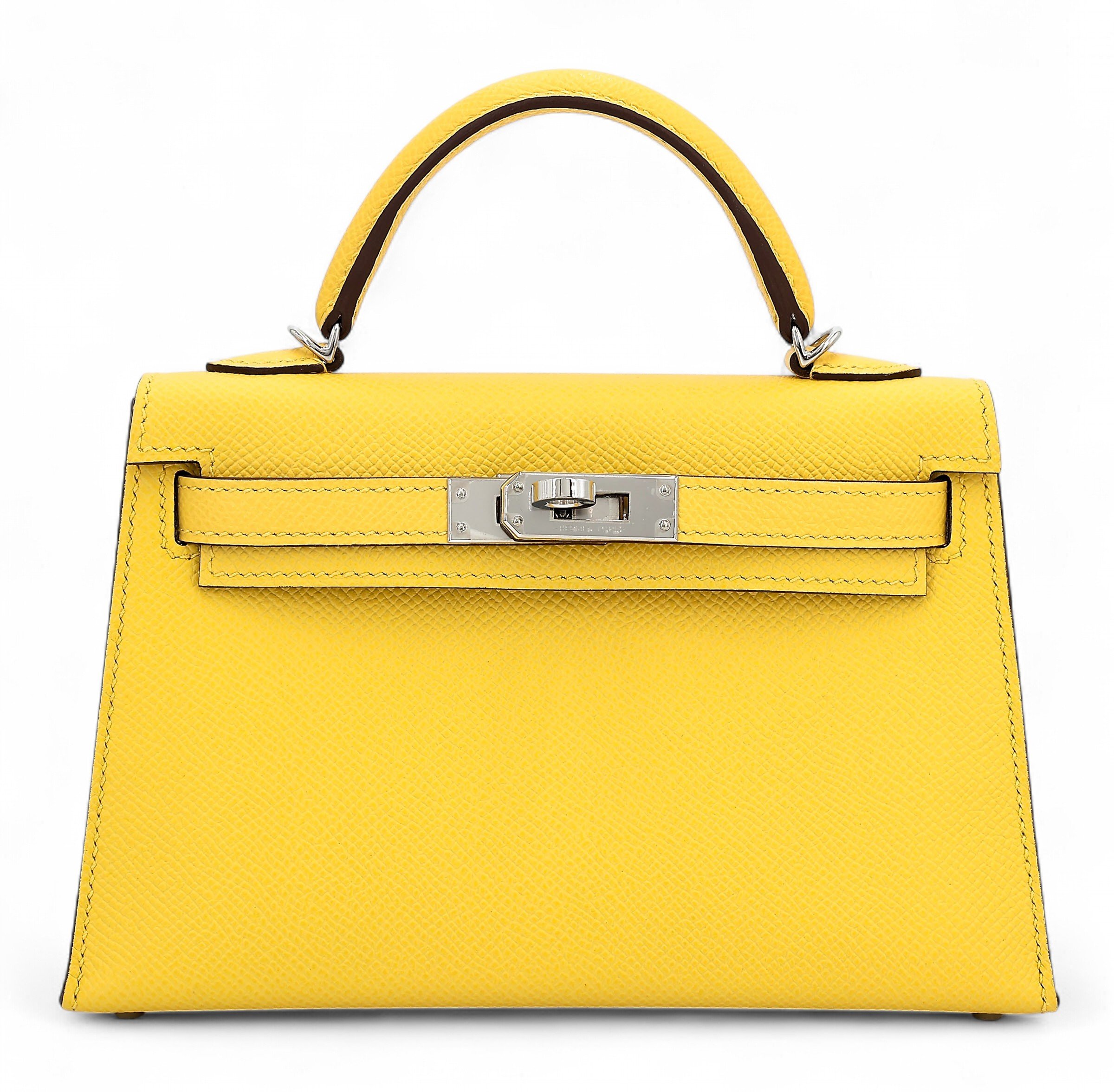 Hermes Excellent ( Rank SA ) HERMÈS Mini Kelly II Jaune de Naples (9O) Epsom Palladium hardware W (2024)