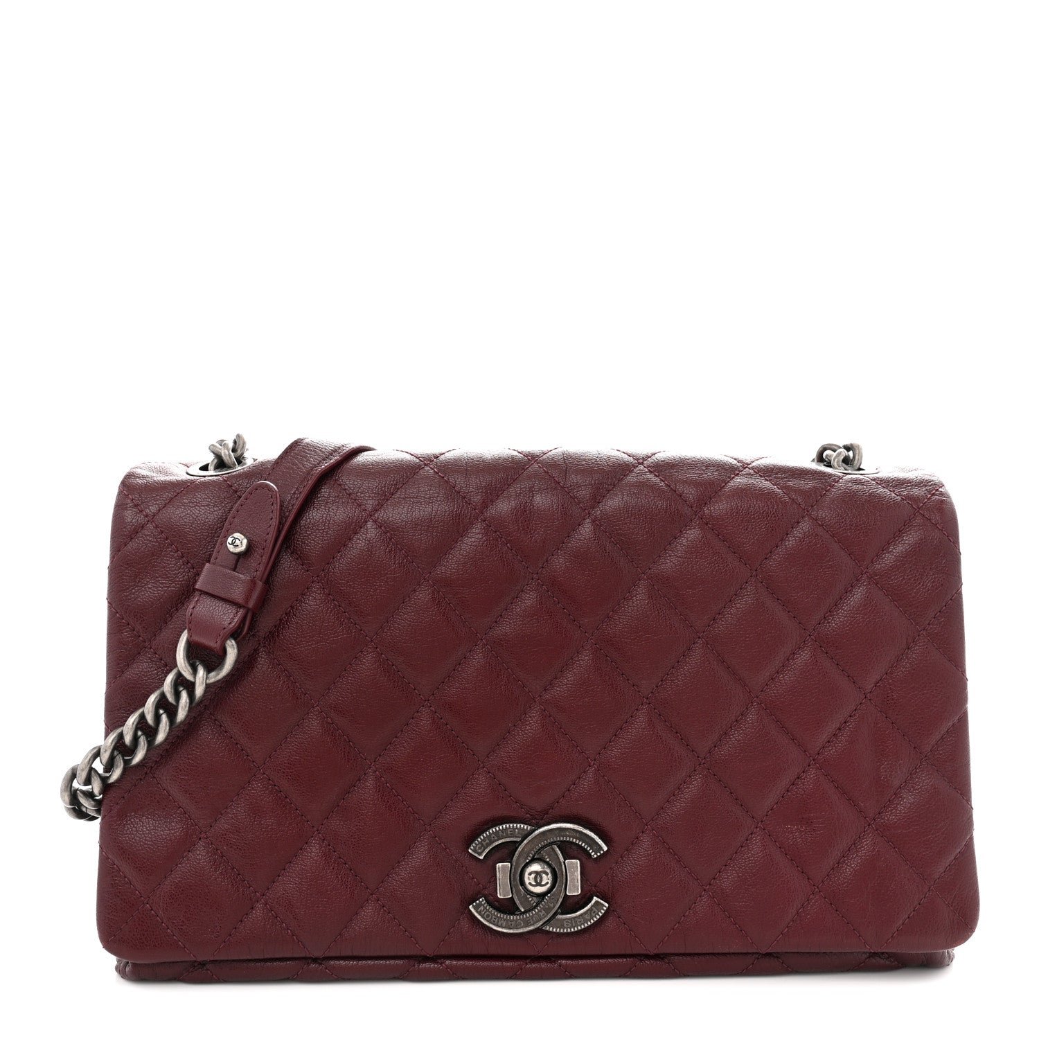 Chanel Goatskin Quilted Large City Rock Flap Burgundy