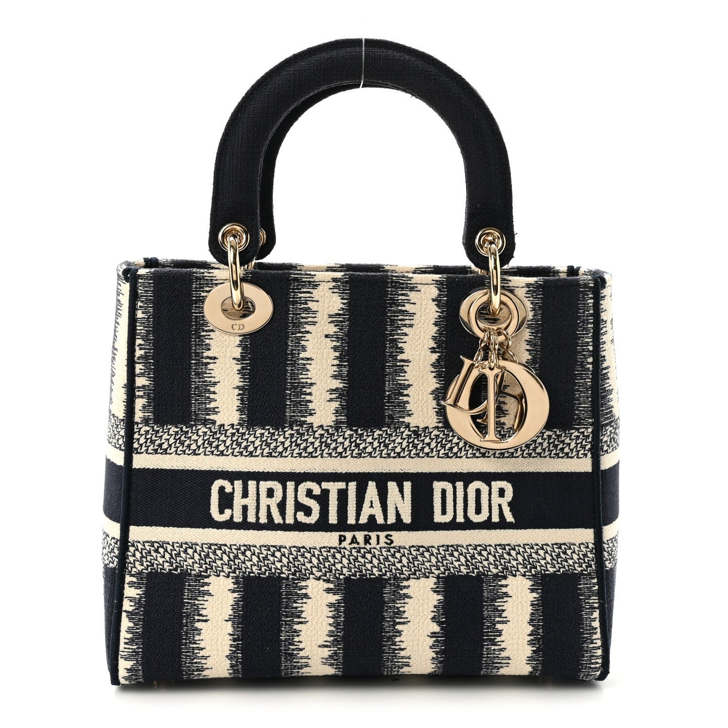 Christian Dior Canvas Medium D-Stripes Lady D-Lite Blue