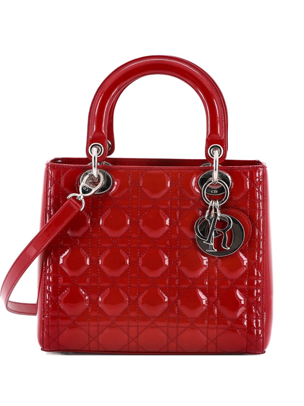 Lady Dior Bag Cannage Quilt Patent Medium satchel