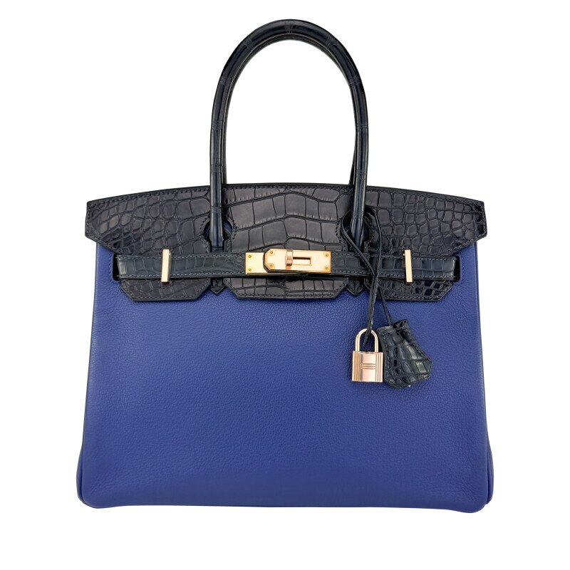 Bleu Marine Matte Mississipiensis Alligator and Bleu Saphir Novillo Touch Birkin 30 Rose Gold Hardware, 2018