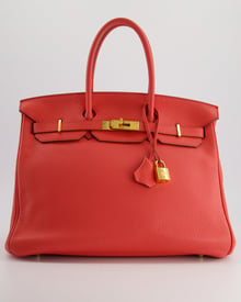 Hermes Hermès Birkin Bag 35cm Bougainvillea in Clemence Leather with Gold Hardware