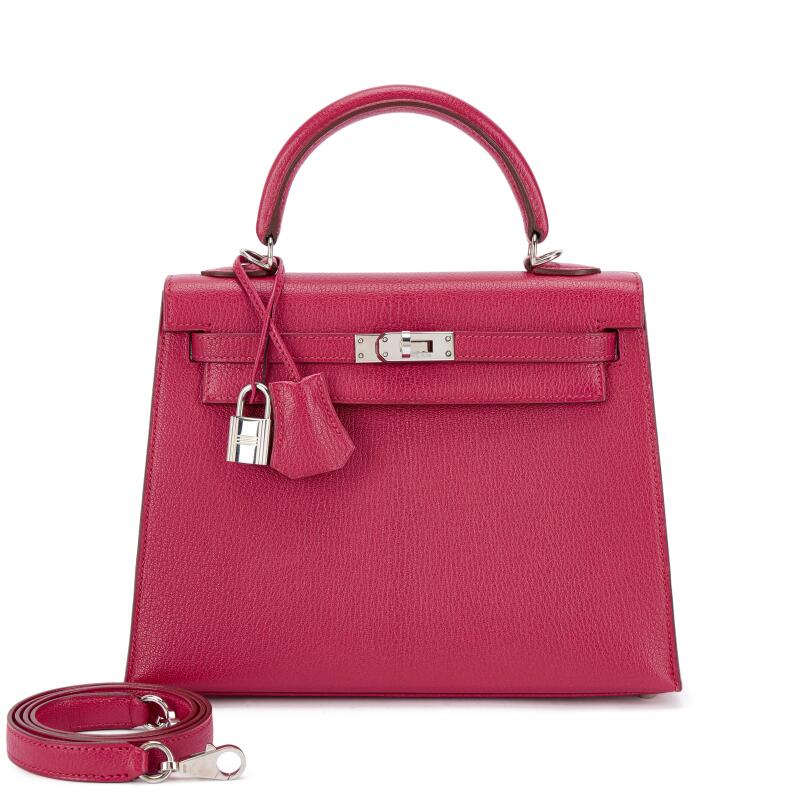 Fuchsia Chèvre Kelly 25 Sellier Palladium Hardware, 2002